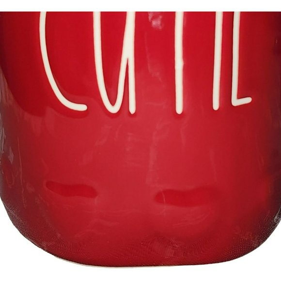 Rae‎ Dunn CUTIE Red Ceramic Coffee Mug Embossed Hearts Around The Bottom 16oz - Picture 13 of 14